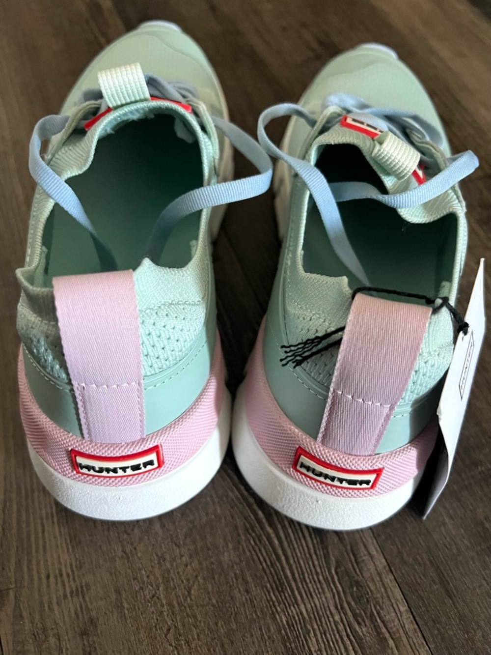 Hunter Women's Mint Green and Pale Pink Sneakers - Picture 8 of 8